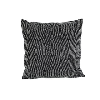 KC240750Z Cojín Zig Zag Negro Pedrería Plata 50x50 cm.