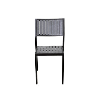 SCL240 Silla Harbour en Acero con Acabado Negro para Exterior y Tablones de Pollywood Gris.