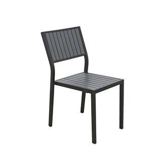 SCL240 Silla Harbour en Acero con Acabado Negro para Exterior y Tablones de Pollywood Gris.