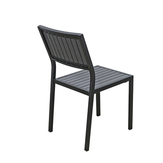 SCL240 Silla Harbour en Acero con Acabado Negro para Exterior y Tablones de Pollywood Gris.