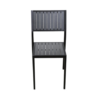 SCL240 Silla Harbour en Acero con Acabado Negro para Exterior y Tablones de Pollywood Gris.