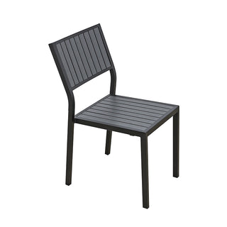 SCL240 Silla Harbour en Acero con Acabado Negro para Exterior y Tablones de Pollywood Gris.