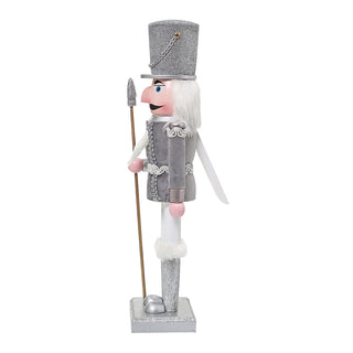 ZHT907P  Cascanueces Guardia Plata Frost y Blanco 38 cm.