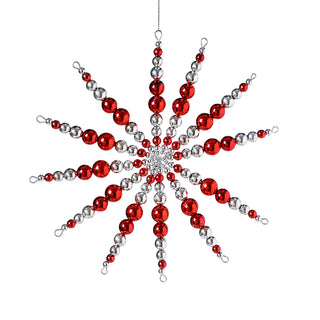 KWL259 Ornamento Estrella Plata y Rojo 22 Cm.