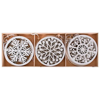 MA72241 Set 12 Ornamentos Winter De Madera 10 cm.