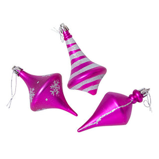 WZ003F  Set 3 Ornamentos Trompo Fucsia 10 cm .