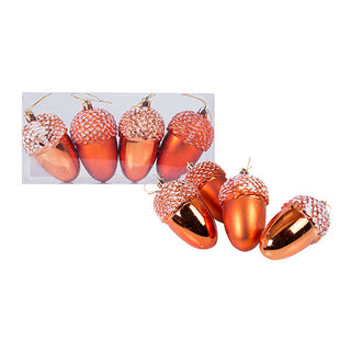 WZ004C  Set 4 Ornamentos Bellota Cobre 10 cm .